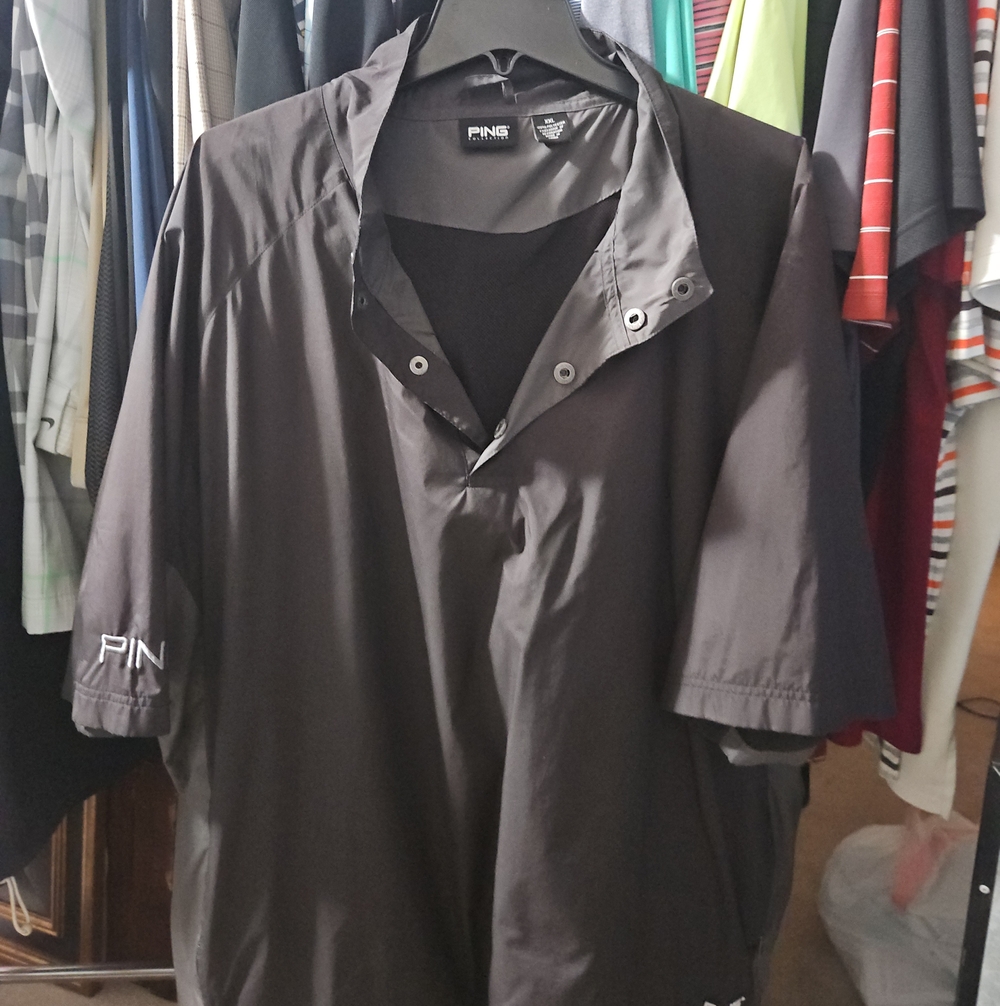 Ping Men’s Black Short-Sleeve Snap Polo